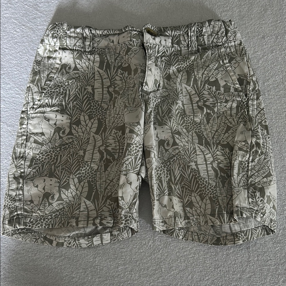Boys Tropical Print Shorts - Green and white
